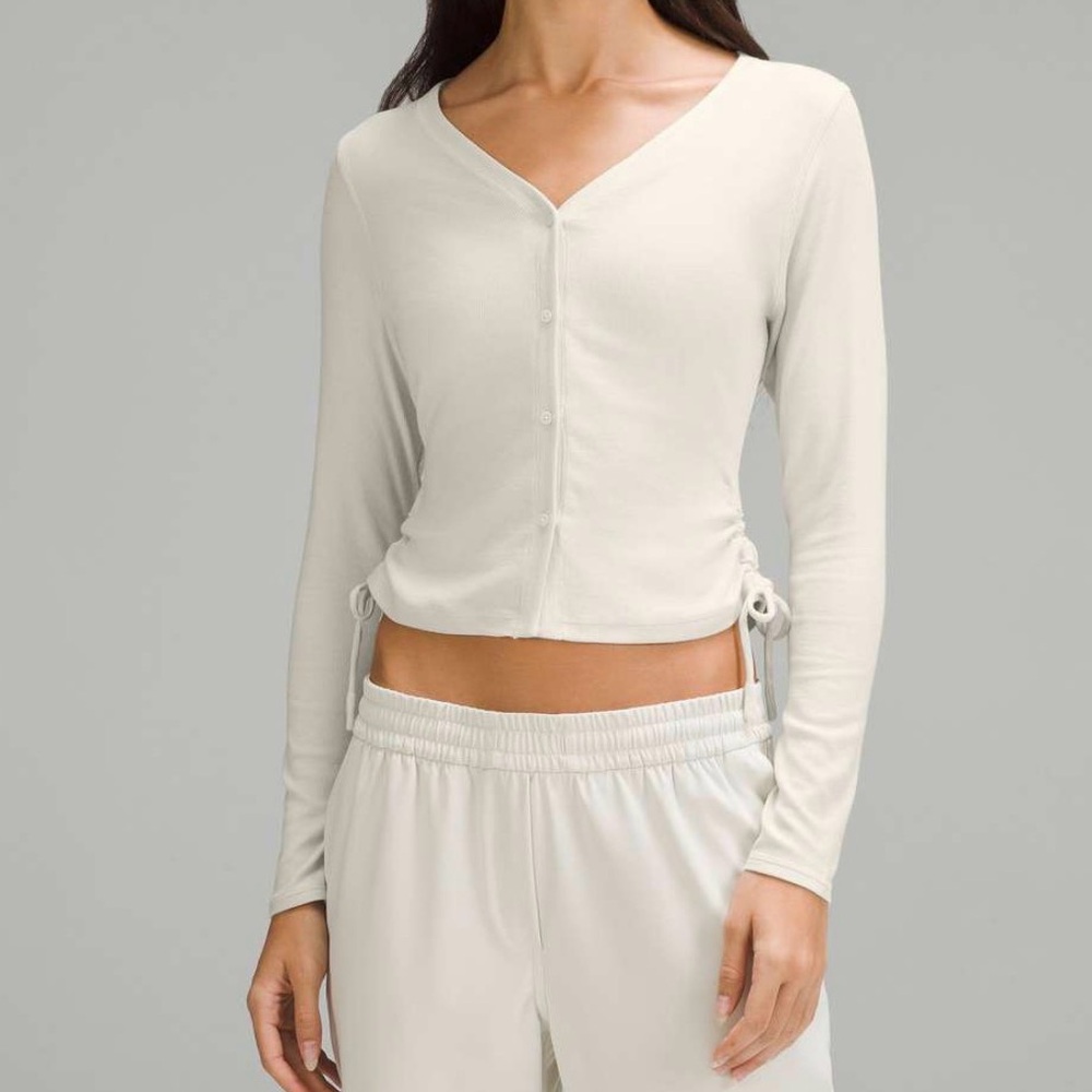 Lululemon Side-Cinch Ribbed Cardigan - Bone